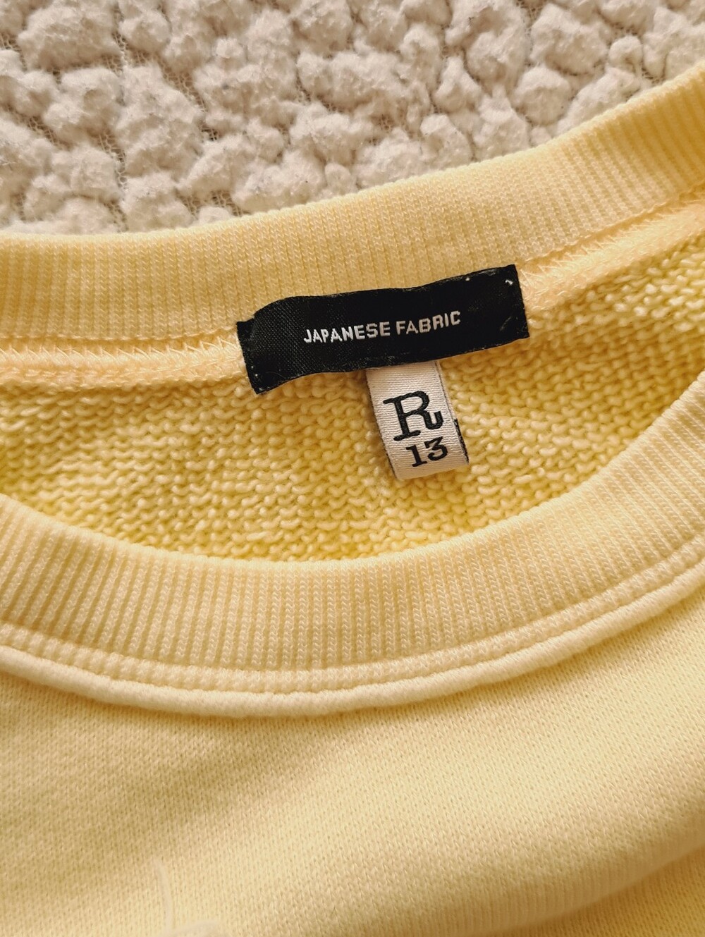 R13 Super Distressed Oversized Crewneck Sweatshirt In Washed Yellow XS Org $450 - Picture 9 of 14